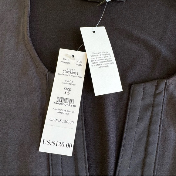 WHBM Super Comfy Maxi Dress Sandwashed Jersey Black Sz XS - Picture 6 of 11